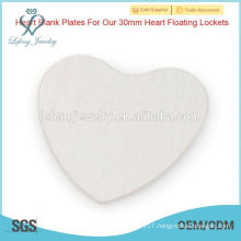 Wholesale cheap stainless steel heart plate,silver plate for floating locket,no locket